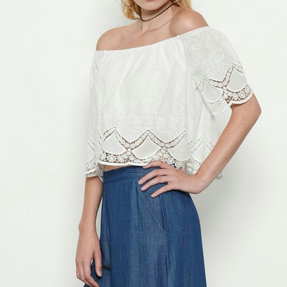 Off The Shoulder Eyelet Top - Picture 2 of 5